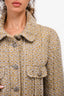 Pre-Loved Chanel™ Grey/Green Tweed 3/4 Sleeve Cropped Blazer Size 38