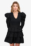 Ulla Johnson Black Cotton Puff Sleeve 'Amiri' Mini Dress Size S