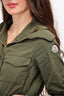 Moncler Army Green Nylon Cinched Waisted Hooded Jacket Size 0