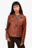 Mackage Brown Leather Motorcycle Jacket Size L