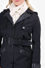 The Kooples Black Leather Trim Trench Coat Size 34