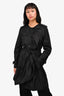 Boutique Moschino Black Ruffle Detail Belted Trench Coat Size 8