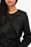 Boutique Moschino Black Ruffle Detail Belted Trench Coat Size 8