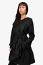 Boutique Moschino Black Ruffle Detail Belted Trench Coat Size 8