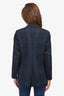 Dries Van Noten Blue/Black Check Cotton/Linen Single Breasted Blazer Size 38