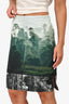 Dries Van Noten Green Cotton Landscape Knee Length Skirt Size 38