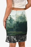 Dries Van Noten Green Cotton Landscape Knee Length Skirt Size 38