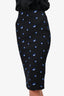 Victoria Beckham Black Blue Floral Zip Midi Skirt Size 4