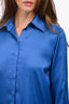 Victoria by Victoria Beckham Blue Satin Button Down Shirt Size 2