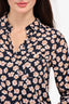 Ganni Navy/Peach Floral Button Down Shirt sz 34