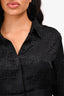 Fendi Black Silk FF Cropped Button Down Shirt Size 42