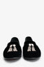 Giusseppe Zanotti Black Velvet Rhinestone Tassel Flats Size 36.5