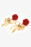 Dolce & Gabbana Gold Tone Rose Bow Earrings