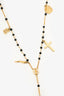 Dolce & Gabbana Gold Tone Beaded Rosary Necklace