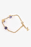 Louis Vuitton Gold Tone Crystal Gamble Bracelet