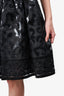 Naeem Khan Black Slim Patterned Pleated Skirt Size 8