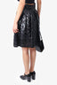 Naeem Khan Black Slim Patterned Pleated Skirt Size 8