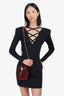 Balmain Black Criss-Cross Long Sleeve Mini Dress Size 38