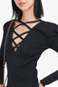 Balmain Black Criss-Cross Long Sleeve Mini Dress Size 38