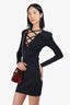 Balmain Black Criss-Cross Long Sleeve Mini Dress Size 38