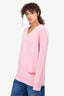 Calvin Klein Pink Wool Embroidered V-Neck Sweater Size M