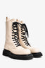 Bottega Veneta White Leather Lace Up Lug Combat Boots Size 40