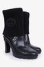 Gucci Black Leather/Ribbed Knit Fold Boots Size 7.5