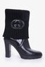 Gucci Black Leather/Ribbed Knit Fold Boots Size 7.5