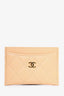 Pre-Loved Chanel™ 2021 Beige Caviar Leather Card Holder GHW