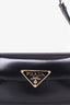 Prada Black Calf Leather Cleo Logo Plaque Shoulder Bag