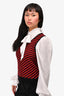 Maje White/Red/Black Striped Vest Size 2