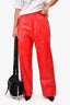 Bottega Veneta Red Leather Elastic Waist Pants Size XS