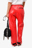 Bottega Veneta Red Leather Elastic Waist Pants Size XS