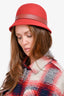 Hermès Red Rabbit Felt Brown Leather Trim Hat Size 56