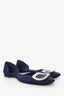 Roger Vivier Navy Satin D'orsay Flats Size 36.5