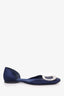 Roger Vivier Navy Satin D'orsay Flats Size 36.5