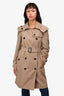 Burberry Khaki Nylon Belted Trench Coat Size 4