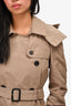 Burberry Khaki Nylon Belted Trench Coat Size 4