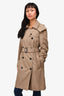 Burberry Khaki Nylon Belted Trench Coat Size 4