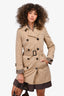 Burberry London Beige Canvas 'Kensington' Trench Coat with Belt Size 4 US