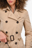 Burberry London Beige Canvas 'Kensington' Trench Coat with Belt Size 4 US