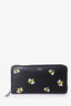 Dior x Kaws Black Leather Bee Long Zippy Wallet