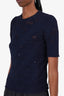 Louis Vuitton Navy Lace Cut-out Short-Sleeve Top Size M