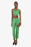 Paloma Wool Green Ribbed Crop Top + Ribbed Pants Set Size S