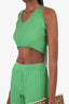 Paloma Wool Green Ribbed Crop Top + Ribbed Pants Set Size S