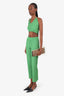 Paloma Wool Green Ribbed Crop Top + Ribbed Pants Set Size S