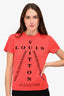 Louis Vuitton 2017 Red/Black Velvet Detail Graphic T-Shirt Size XS