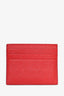 Prada Red Saffiano Leather Card Holder with Logo Plaque