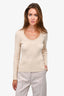 Sandro Cream Knit Pearl Detail Long Sleeve Top Size 3