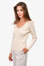 Sandro Cream Knit Pearl Detail Long Sleeve Top Size 3